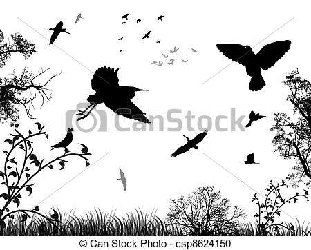 Black and white nature background clipart.