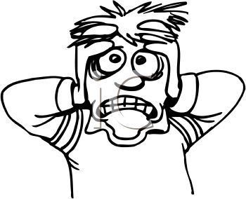 Black And White Scared Boy Clipart.