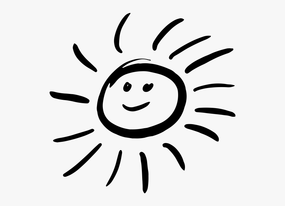 Smiling Sun Black And White Png.