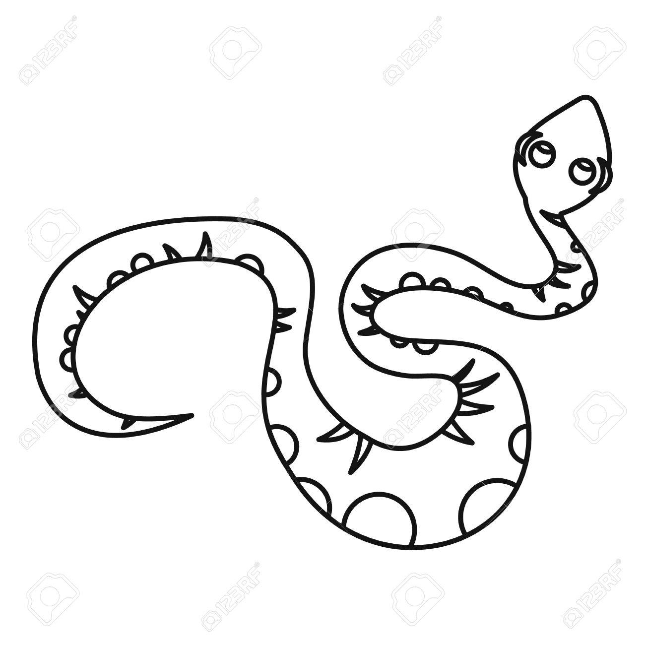Black snake icon in outline style isolated on white background...