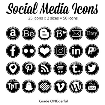 Social Media Icons Black and White.