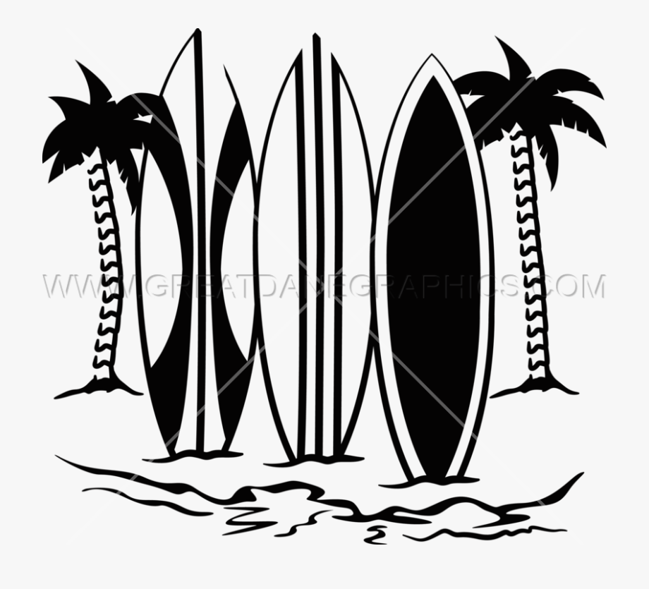 Black Clipart Surfboard.