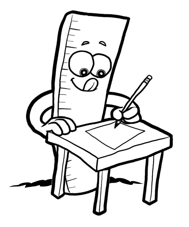 Student Working At Desk Clipart Black And White.