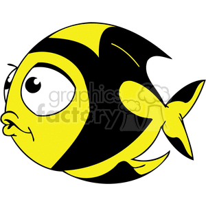 Funny Yellow and Black Fish clipart. Royalty.