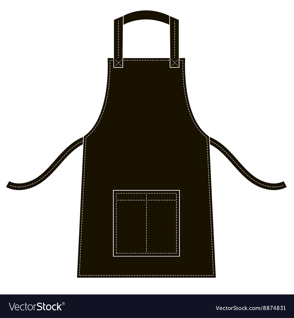 Black apron with outsets and pocket.