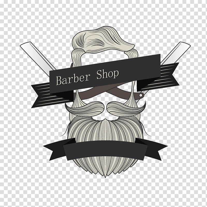 Gray, white, and black barber shop sign illustration, Logo Barber.