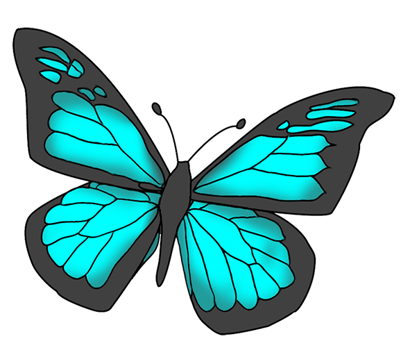 Blue and black butterfly clipart.