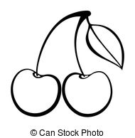 Cherry clipart black and white.