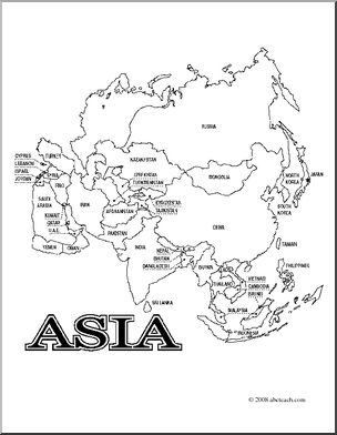 Asia Map Clipart Black And White.