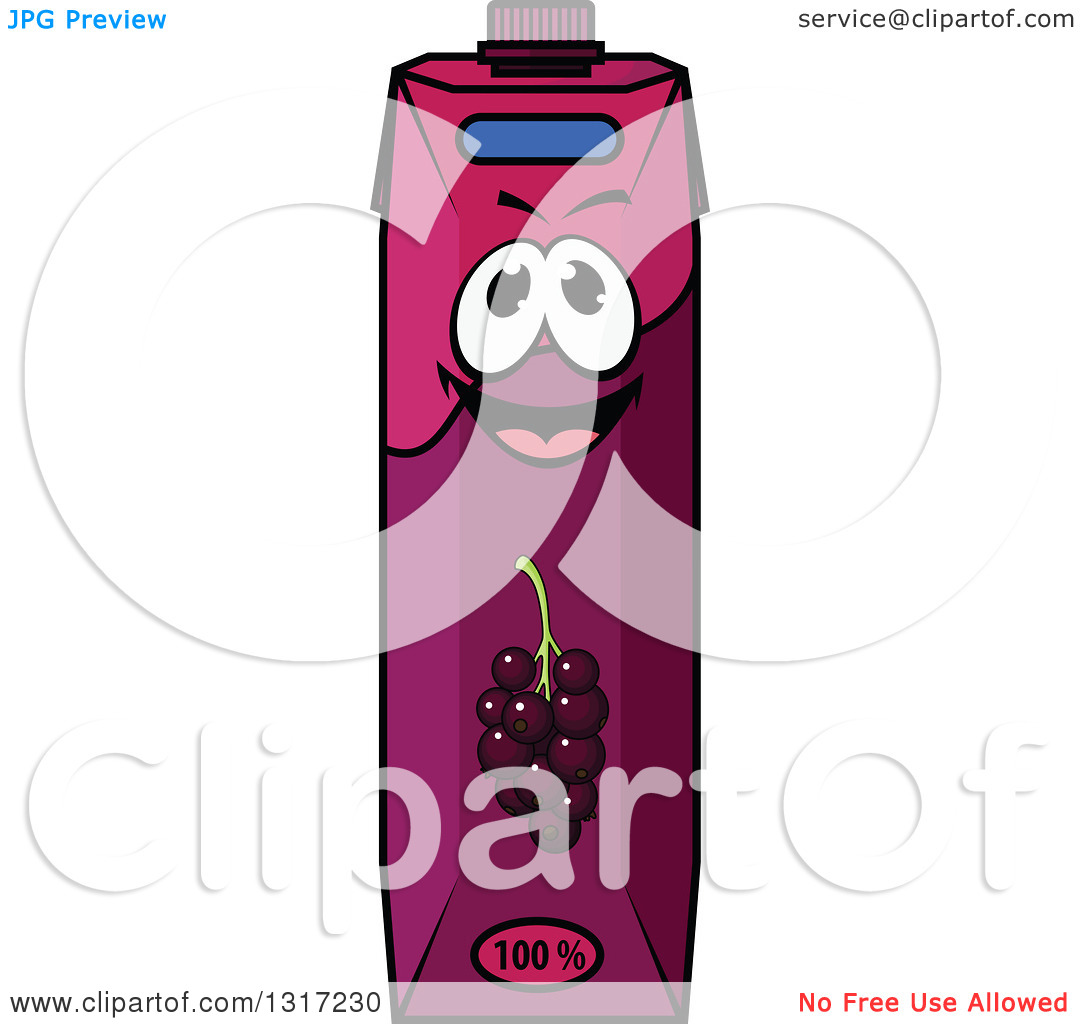Clipart of a Cartoon Happy Currant Juice Carton Character 5.