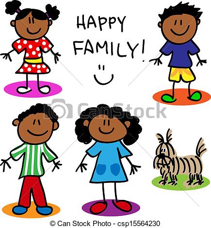 Happy Black Family Clipart.