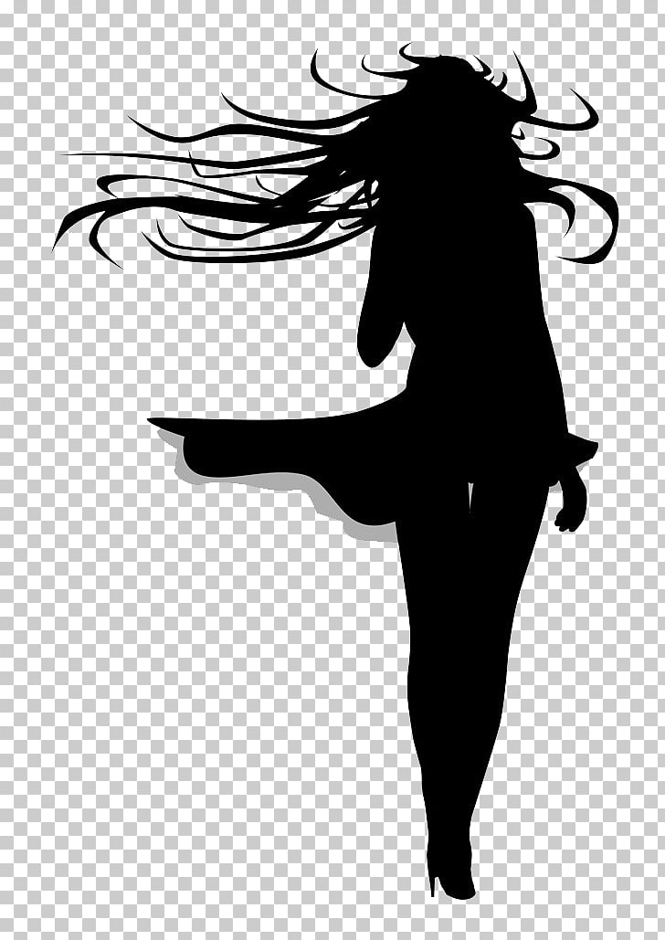 Wind Hair Drawing , Black figure silhouette PNG clipart.