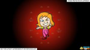 Clipart: A Little Girl Winking And Giving A Thumbs Up on a Red And Black  Gradient Background.