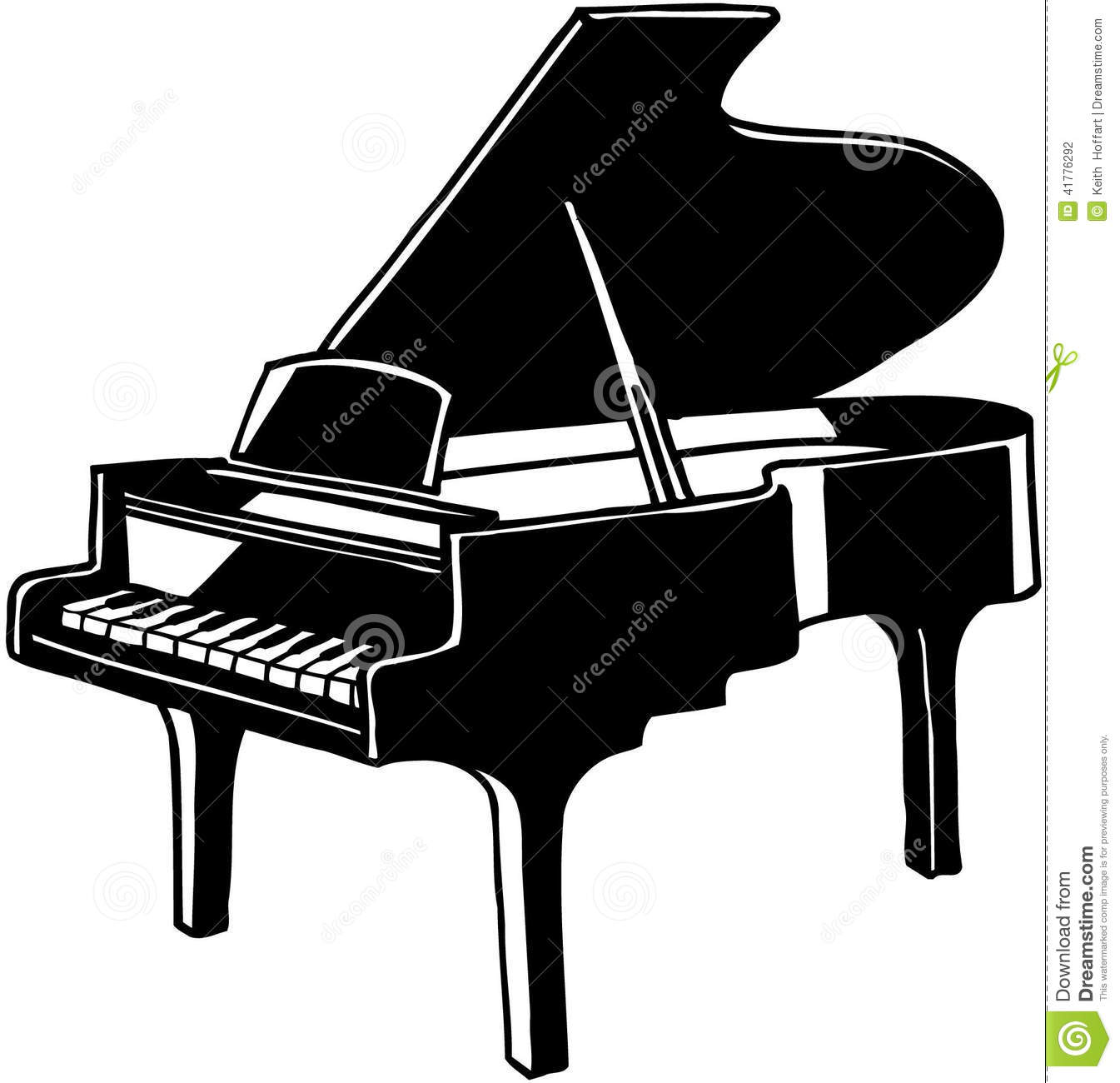 Grand Piano Musical Instrument Vector Clipart Stock Vector.