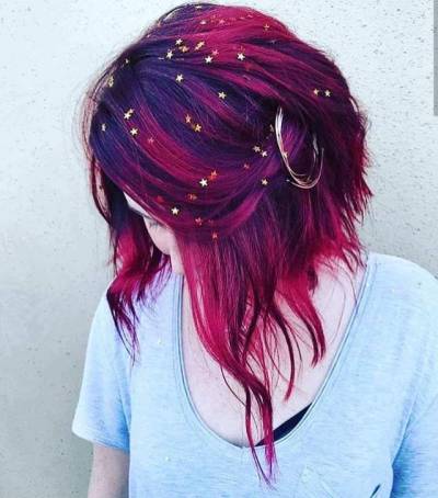pink magenta purple hair.