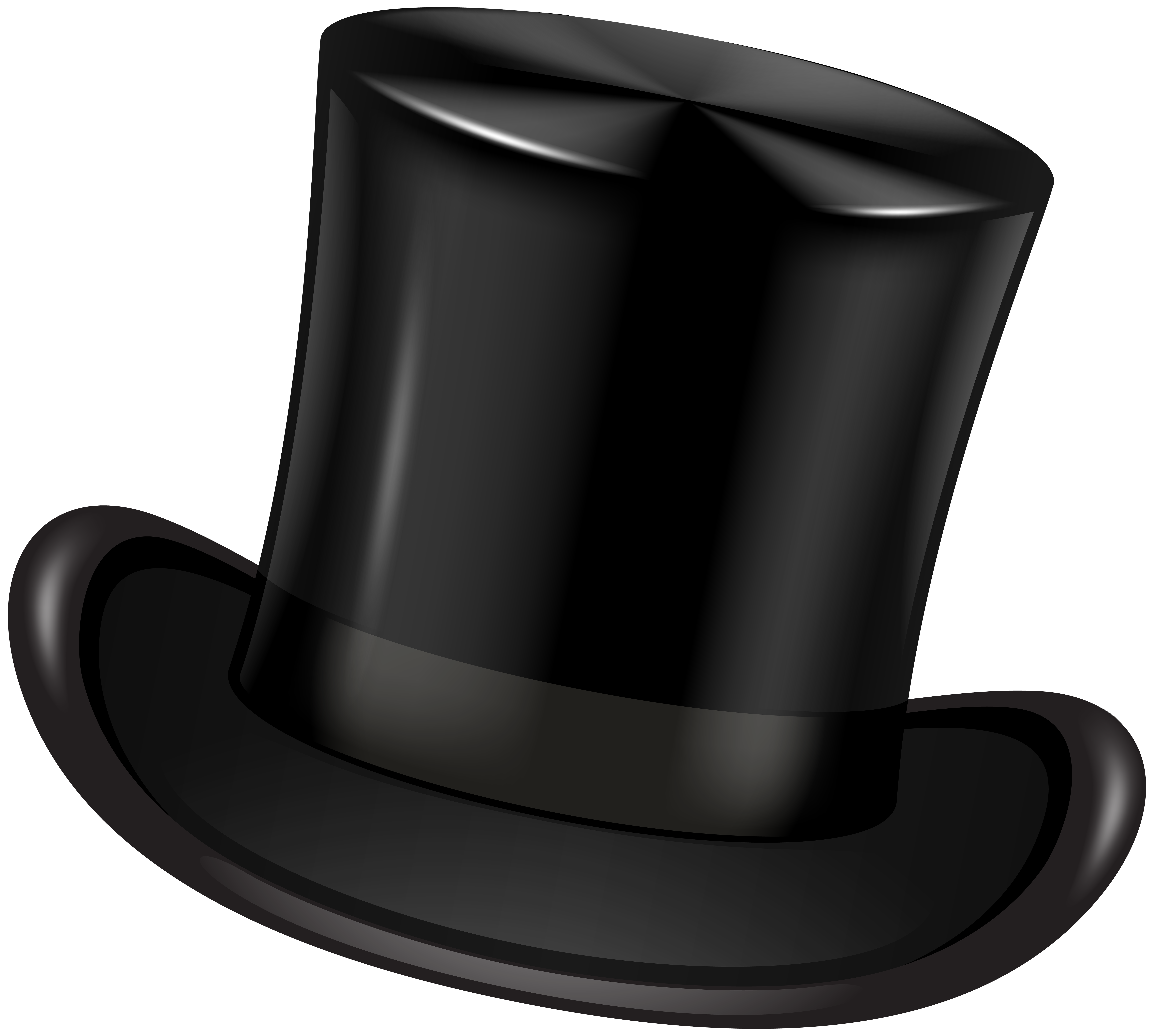 Black Top Hat Transparent Clip Art PNG Image.