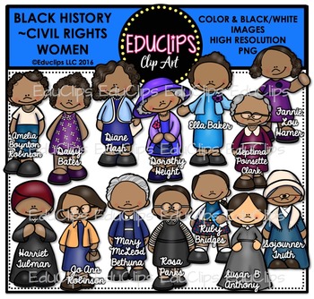 Black History ~ Civil Rights Women Clip Art Set {Educlips Clipart}.