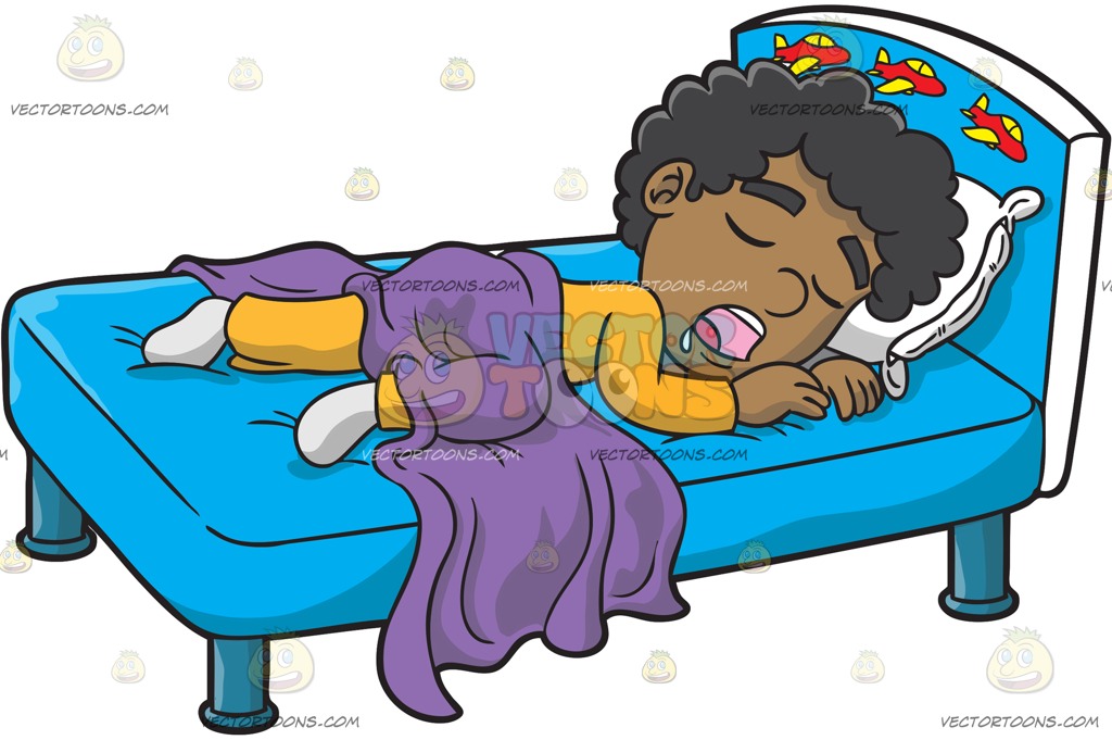 Boy Sleeping In Bed Clipart.