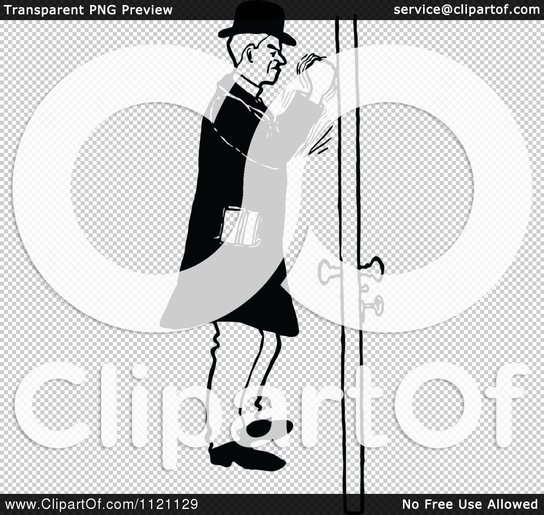 Clipart Of A Retro Vintage Black And White Angry Man Knocking On A.