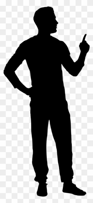 Man Pointing Black Silhouette Clipart.