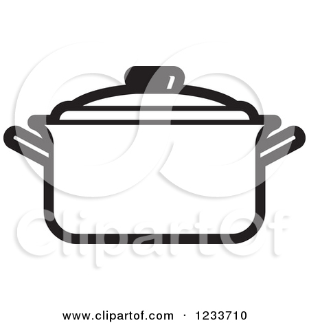 Clipart of a Black and White Pot with a Lid.