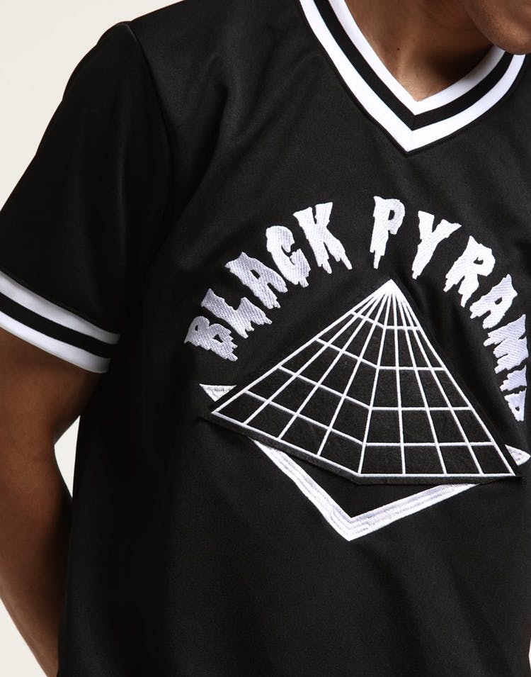 Black Pyramid Drip Logo Baseball Jersey Black/White.