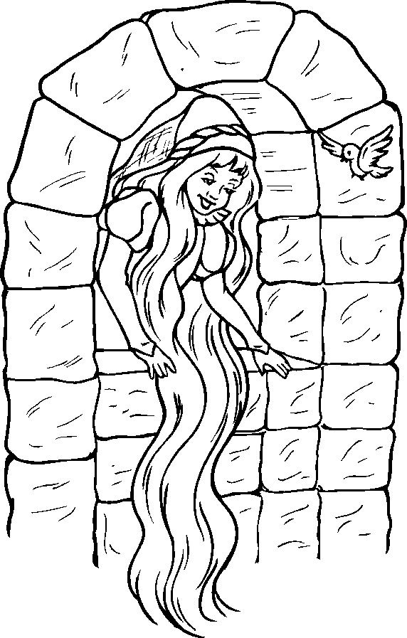 Rapunzel clipart black and white.
