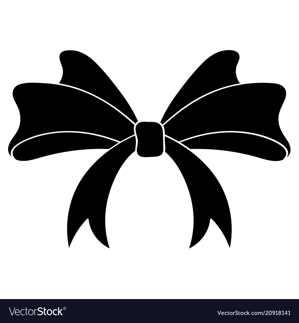 Bow black silhouette ribbon knot.