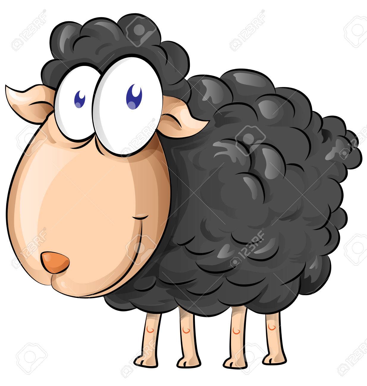 black sheep cartoon isolate on white background.