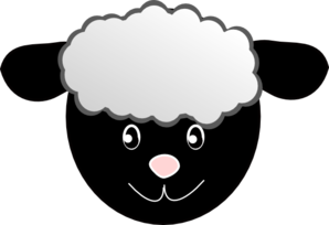 Black Happy Sheep clip art.
