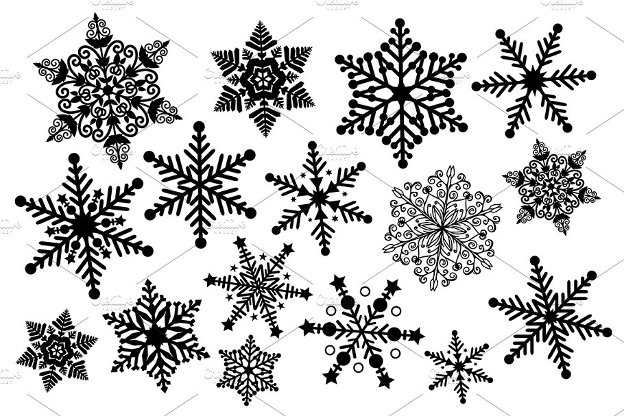Black and White Snowflake Clipart.