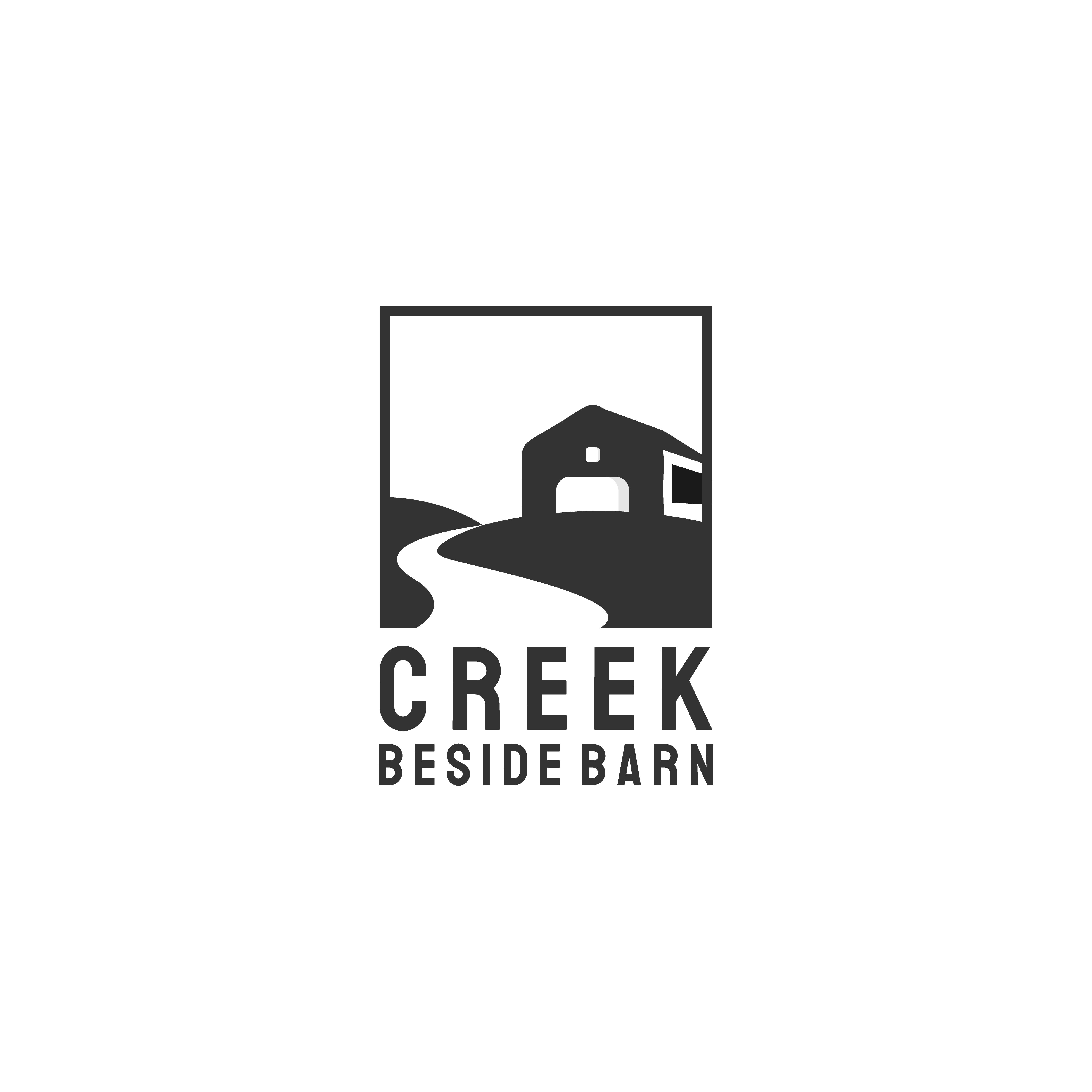 creek and barn logo design.