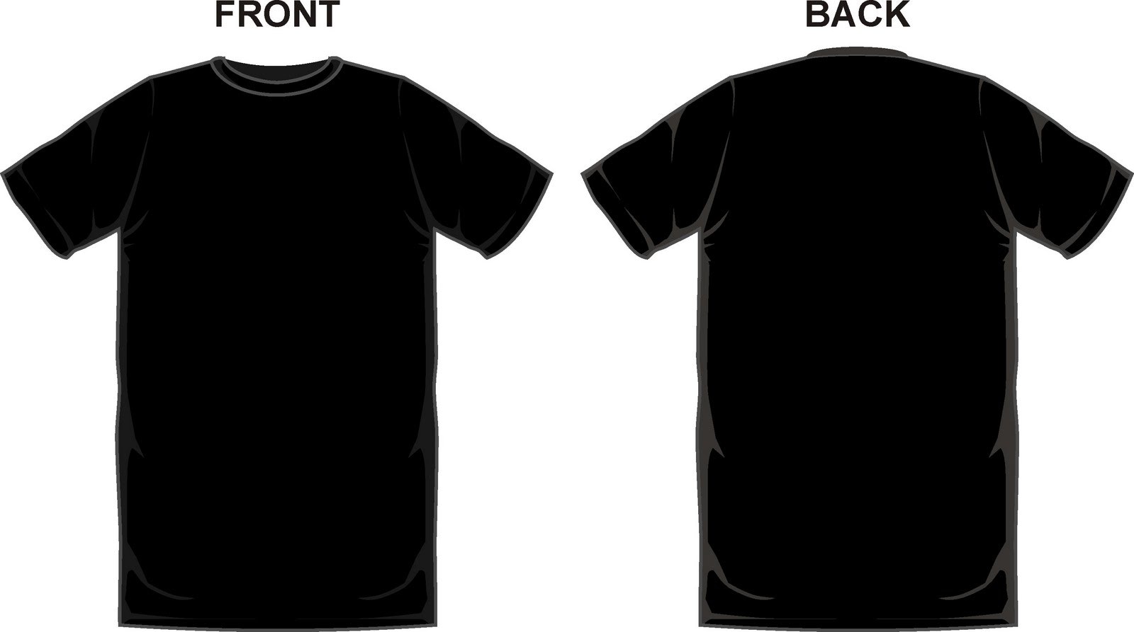 Plain Black T Shirt Front And Back Template