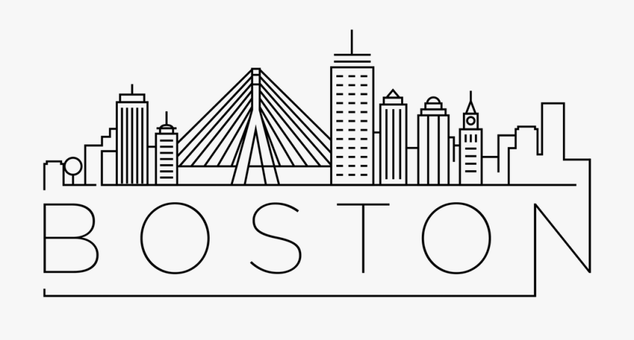 Line Drawing Boston Skyline Outline, Cliparts & Cartoons.