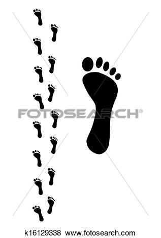 Clip Art of Black foot prints. k16129338.