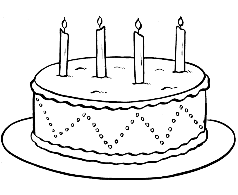 Blank Birthday Cake Coloring Page.