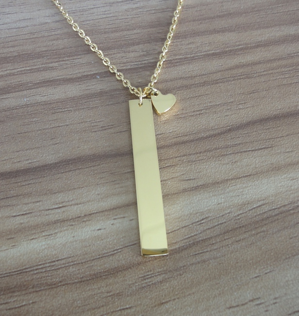 High Polish Women Blank Stainless Steel Vertical Gold Bar Necklace Jewelry  Fashion Choker Necklace.