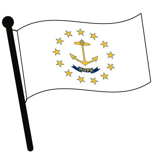 Rhode Island Waving Flag Clip Art.