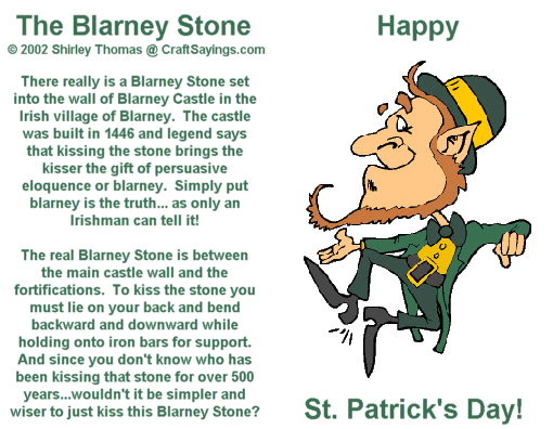 Blarney Stone poem and legend bag topper. Add a stone, or.