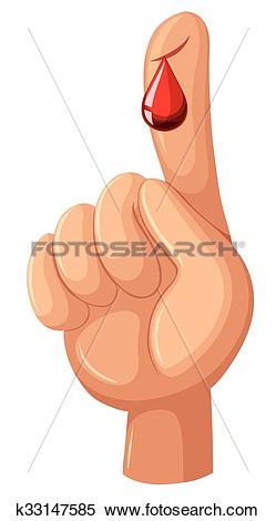Clipart of Index finger bleeding with blood k33147585.
