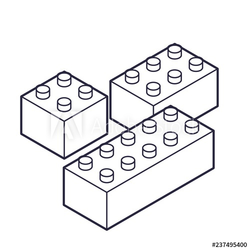Plastic Building Blocks and Tiles black white outline version.