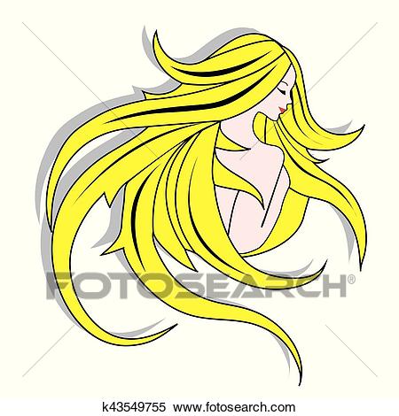 Beautiful woman with long blonde hair Clipart.