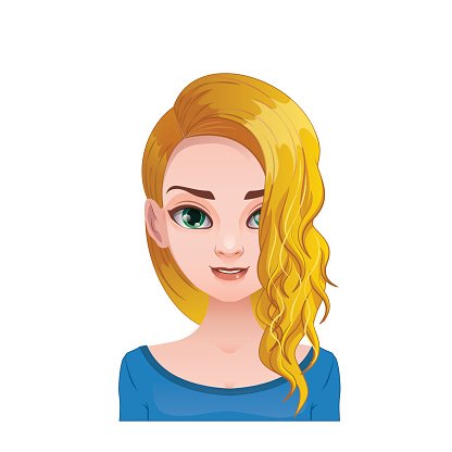 Blonde woman with long stylish hair Clipart Image.