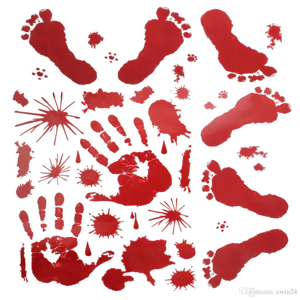 Halloween Wall Stickers Bloody Handprint Footprint Horror Window Clings  Decals Vampire Zombie Party Handprint Decals Decorations.