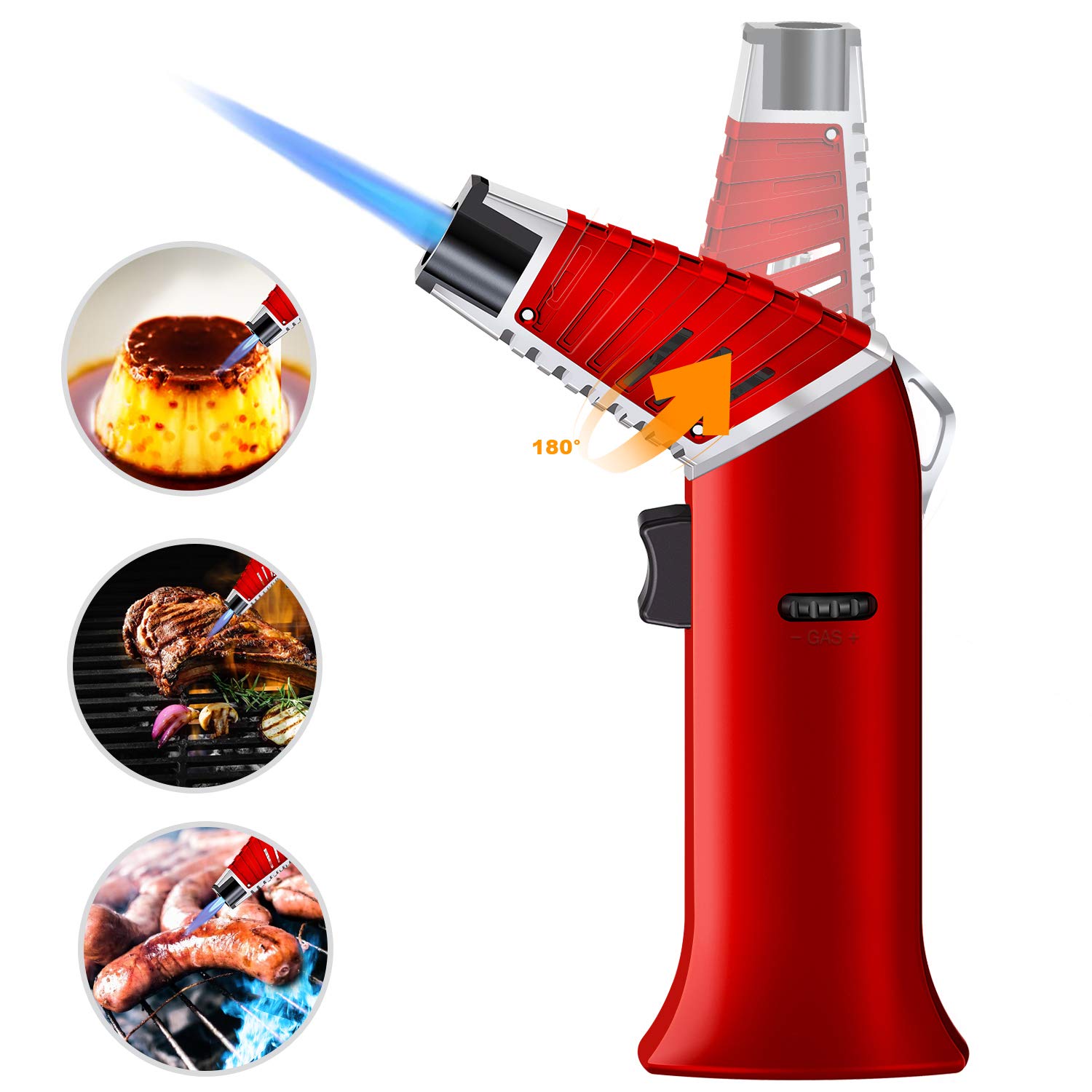 Culinary Torch,Gikpal Kitchen Cooking Butane Blow Torch with Adjustable  Flame and Safety Lock（Gas not Included）.