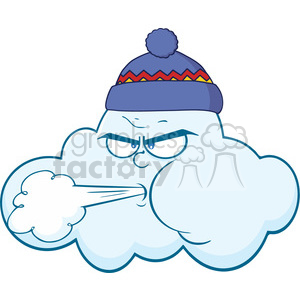 7034 Royalty Free RF Clipart Illustration Cloud With Face Blowing Wind  Cartoon Mascot Character clipart. Royalty.
