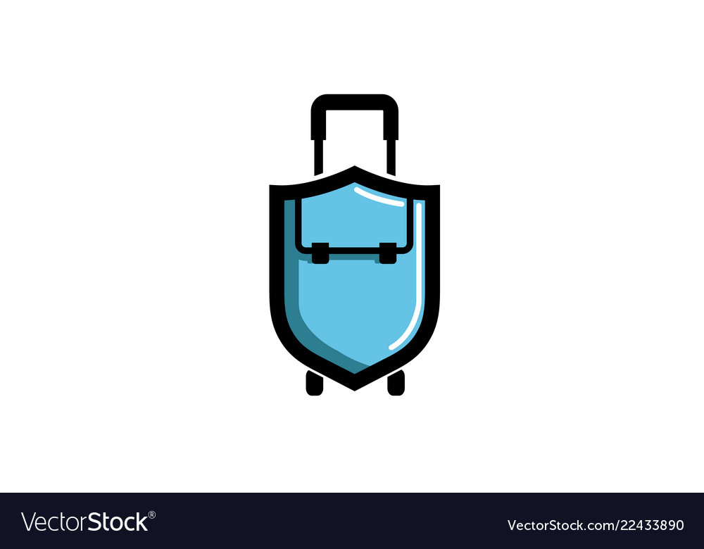 Blue shield and bag travel creative air logo.