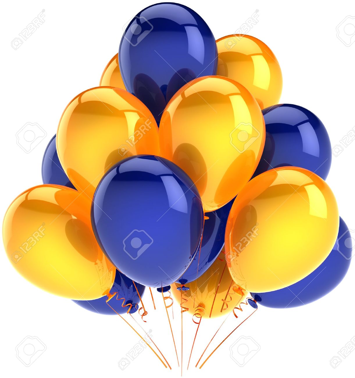Happy birthday balloons party decoration multicolor yellow blue...