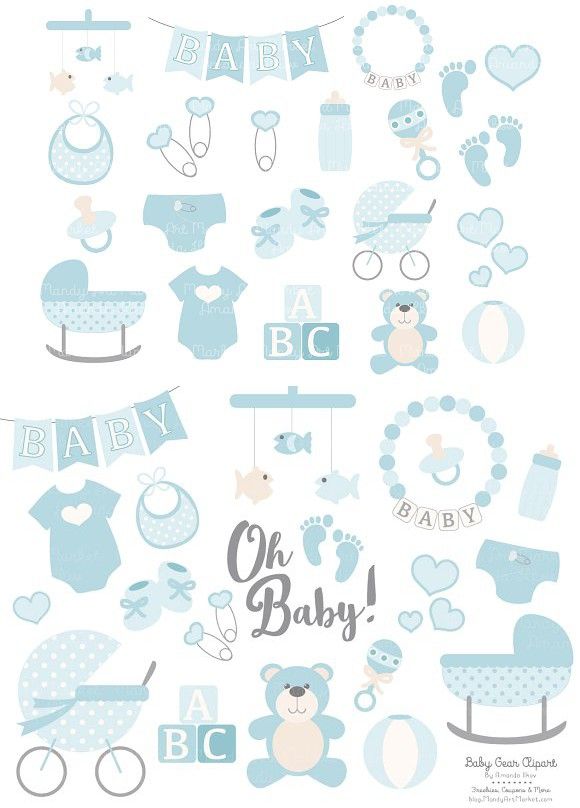 Vector Baby Clipart in Soft Blue.