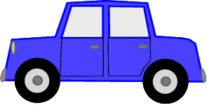Clipart of a blue car for preschoolers.